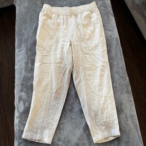 Old Navy High-Rise Straight Taper Linen Blend Pants Beige M
